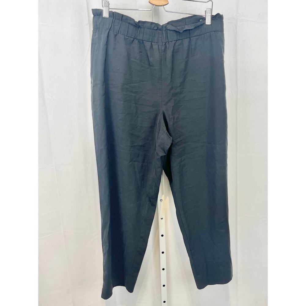 ANN TAYLOR Factory High Rise Pull On Ankle Crop Pants Elastic Waist Black XL